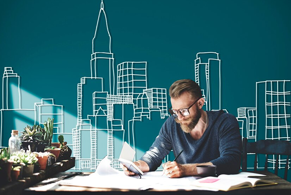 caucasian-man-working-with-building-illustration-green-background_53876-30072 1